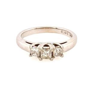 14k 3-Princess Cut Small Diamond Ring